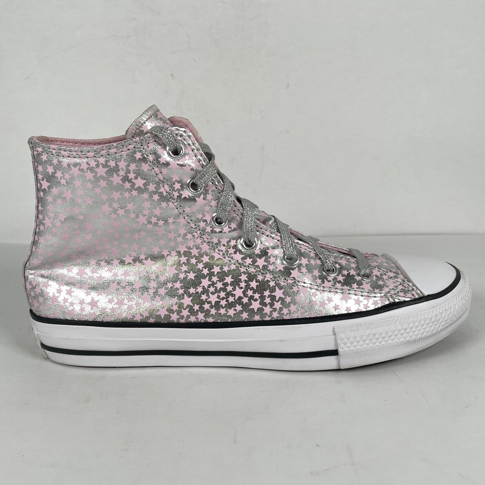 Converse CTAS Hi She's A Star Print Silver Pink Shoes Youth Junior Size 6 Bootie